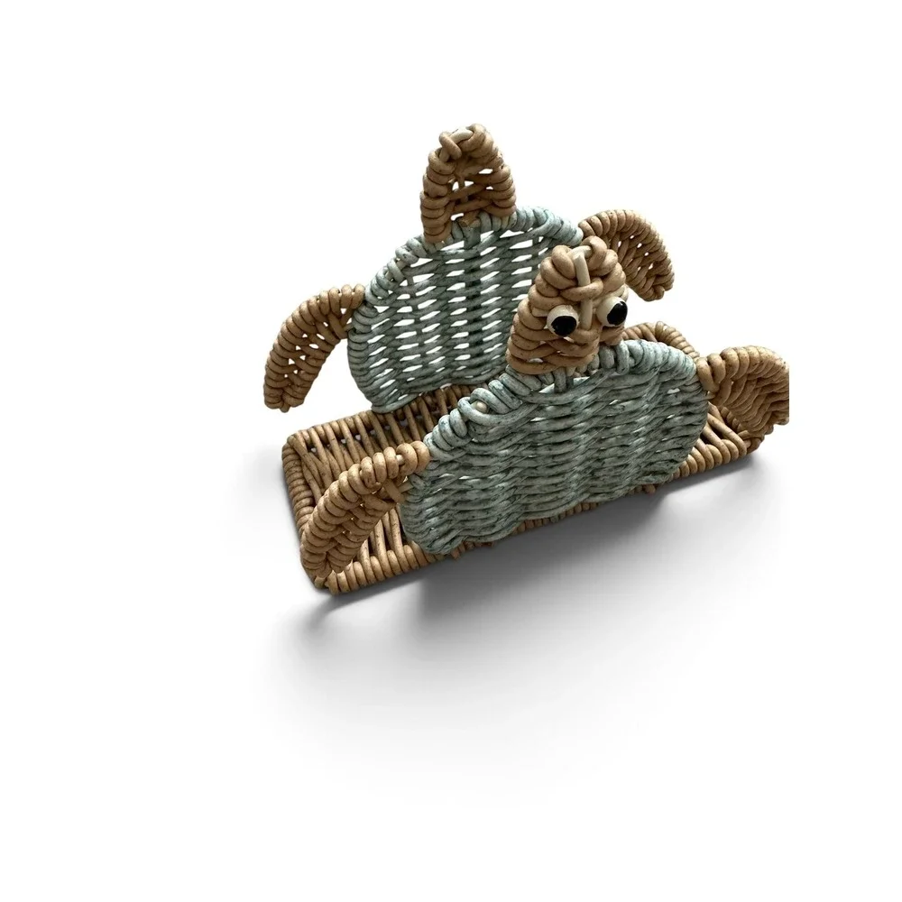 Coastal Woven Sea Turtle Napkin Holder Beach Theme Rattan Style Table Decor